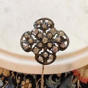 Antique Edwardian Art Nouveau Paste Stone Hat Pin